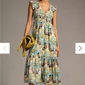 Anthropologie Multicolor Floral Midi Dress